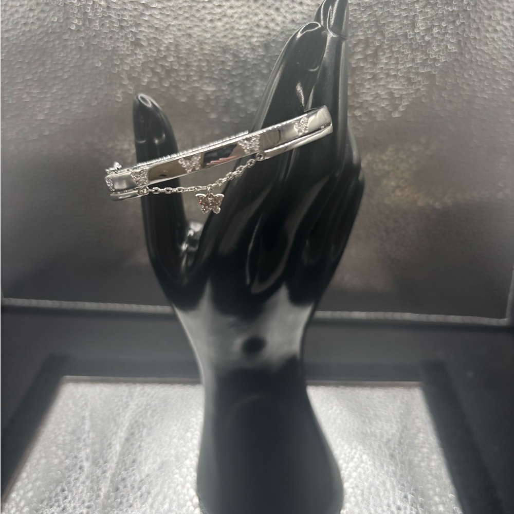 Silver Bangle with Butterfly Charm